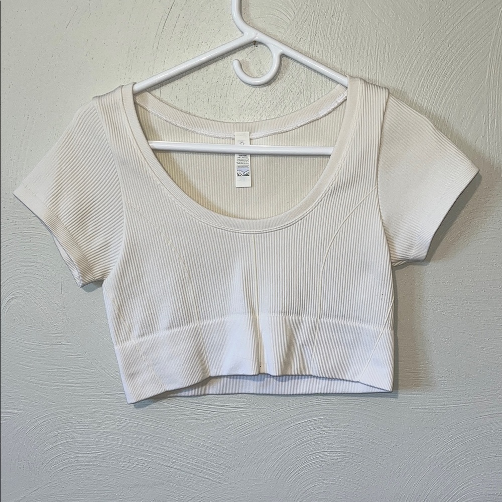 Aerie White Ribbed Crop Top